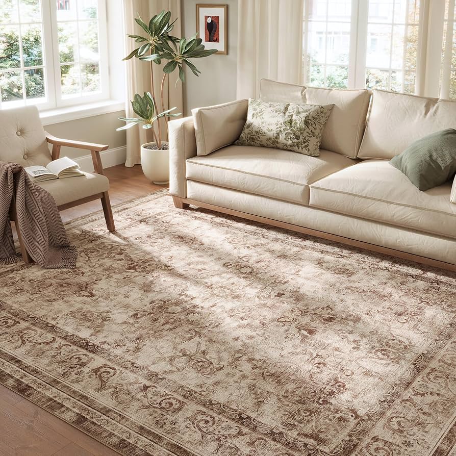 44.5×101 \"Play with ” ViNTAGE RUG Washable Vintage Area Rug 8x10 - Soft Traditional Rug for